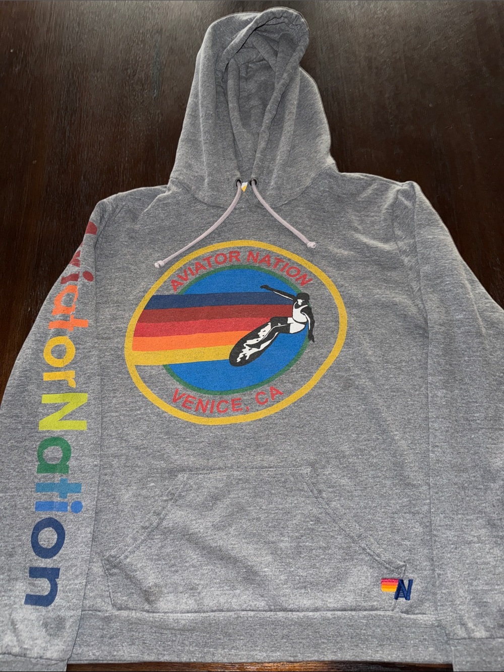 Aviator Nation Gray Hoodie with Multicolor Logo XL